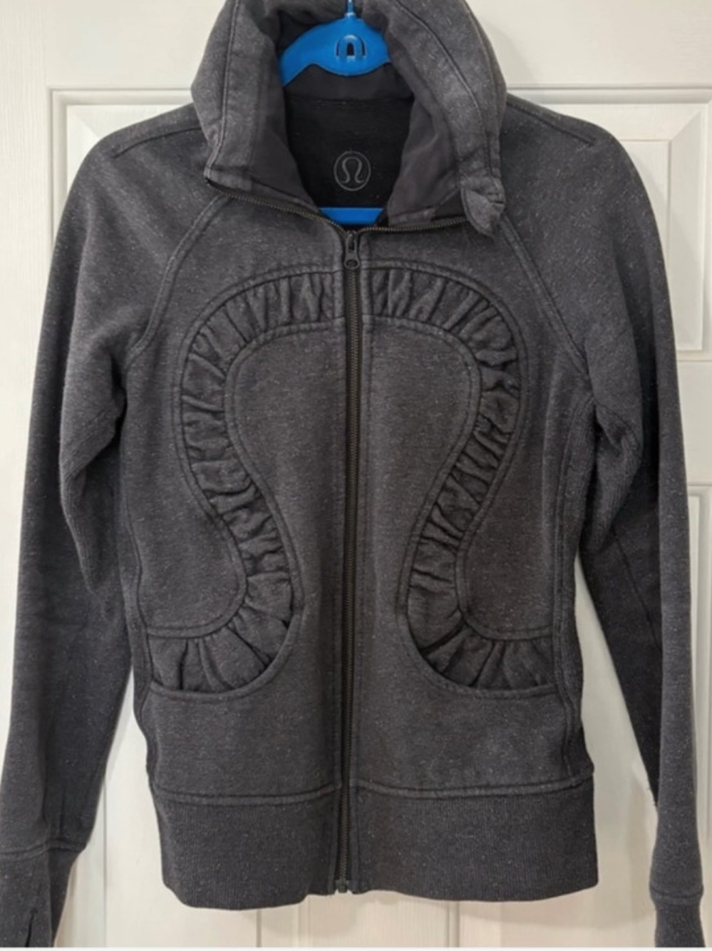 lululemon athletica Dark Gray Ruffle-Trim Full-Zip Jacket